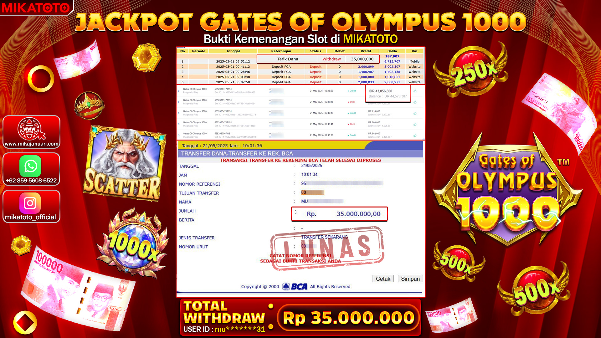 🏆 SELAMAT KEPADA PEMENANG JACKPOT DI gates of olympus 35,000,000🏆