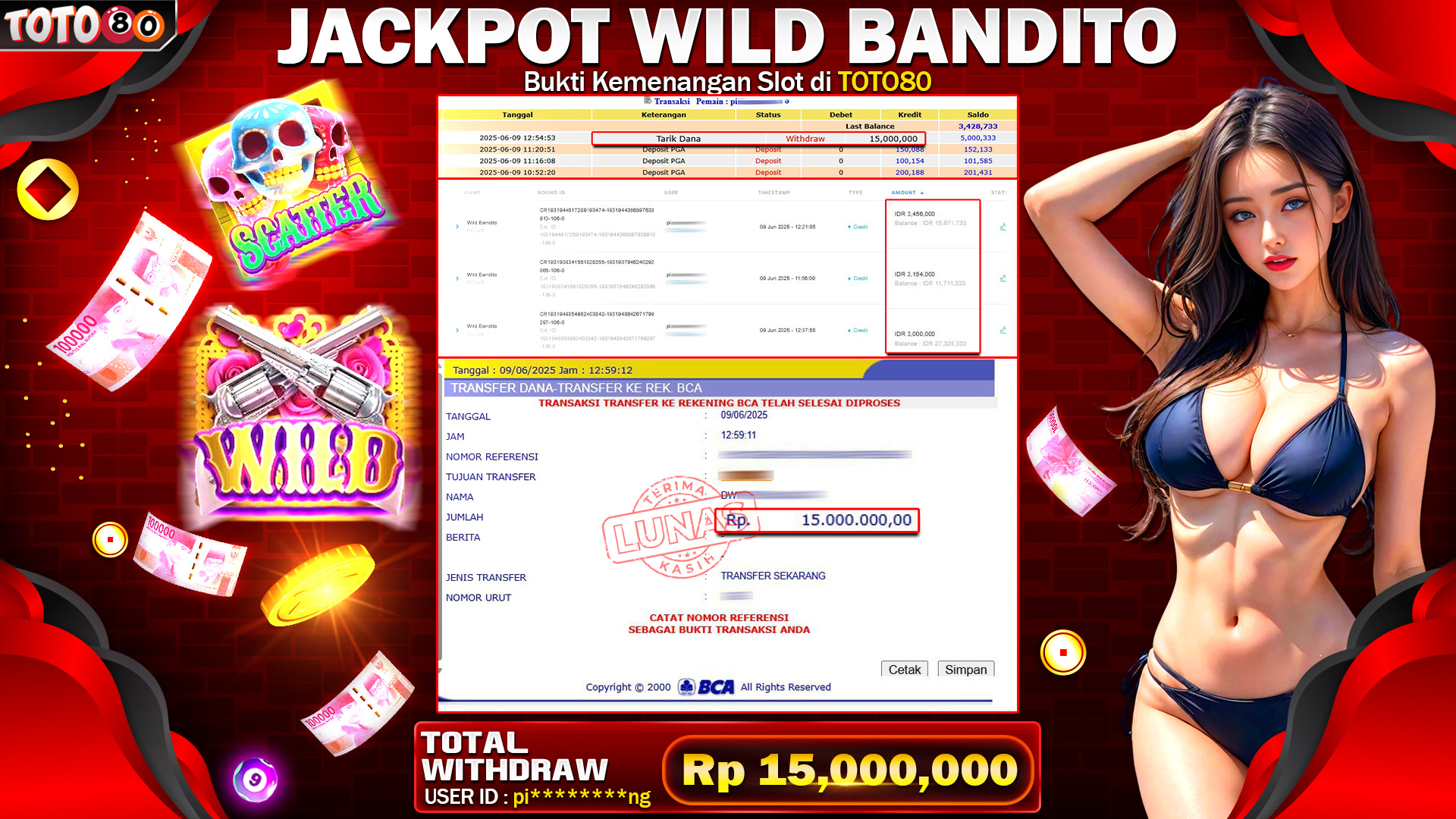 🎉 TOTO80 – JACKPOT SLOT WILD BANDITO RP.15,000,000,- TELAH DIBAYARKAN!🎉