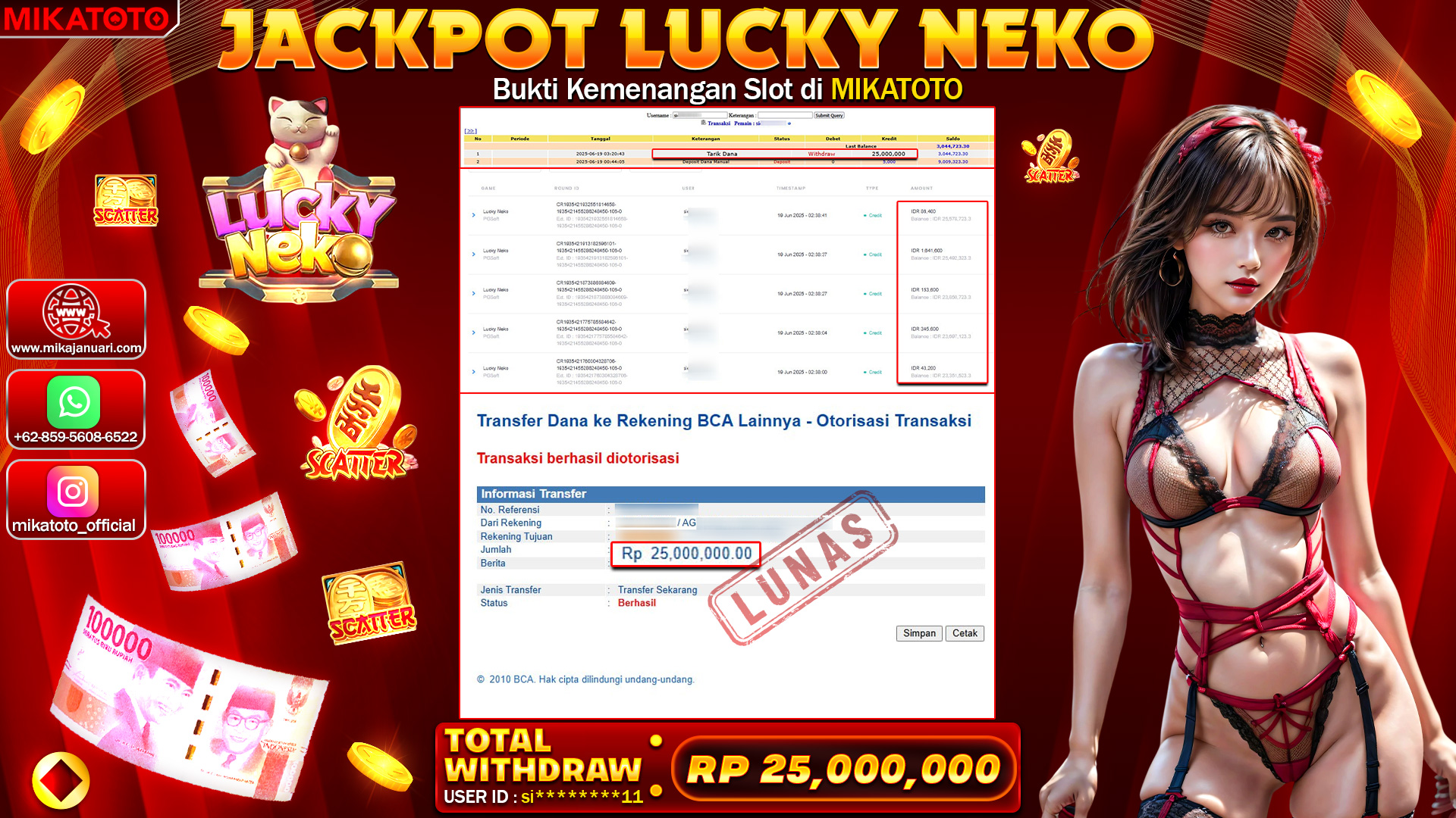 🏆 SELAMAT KEPADA PEMENANG JACKPOT DI LUCKY NEKO 25,000,000🏆