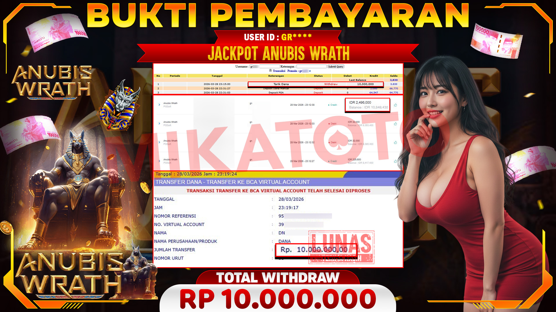 🏆 SELAMAT KEPADA PEMENANG JACKPOT DI Anubis Wrath - PGSoft 10,000,000🏆
