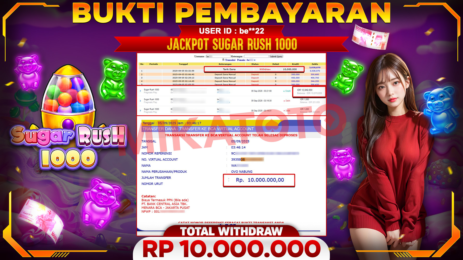 🏆 SELAMAT KEPADA PEMENANG JACKPOT DI Sugar Rush 1000 - Pragmatic Play 10,000,000🏆
