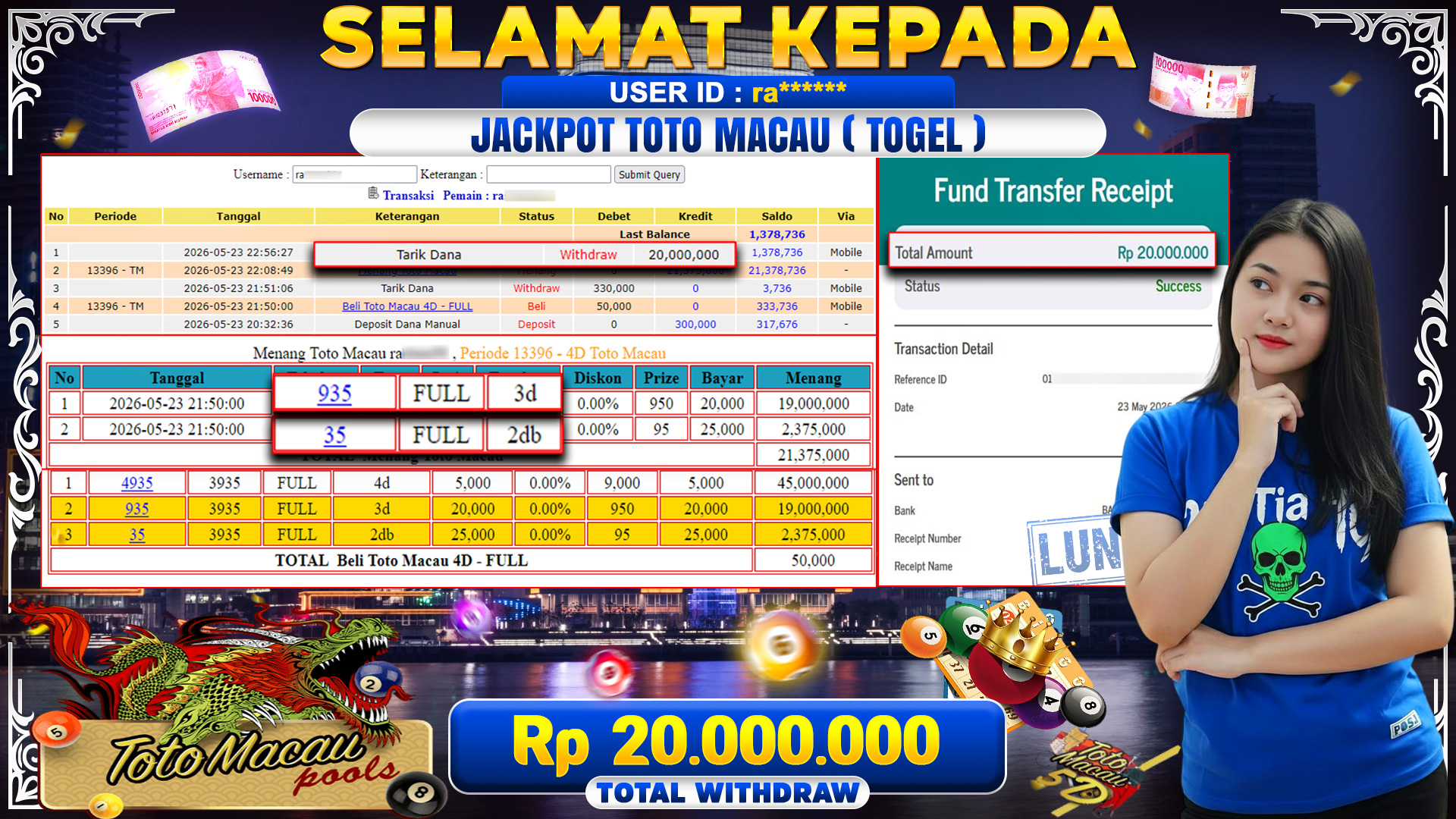 BUKTI JACKPOT Menang Toto Macau - TOGEL
