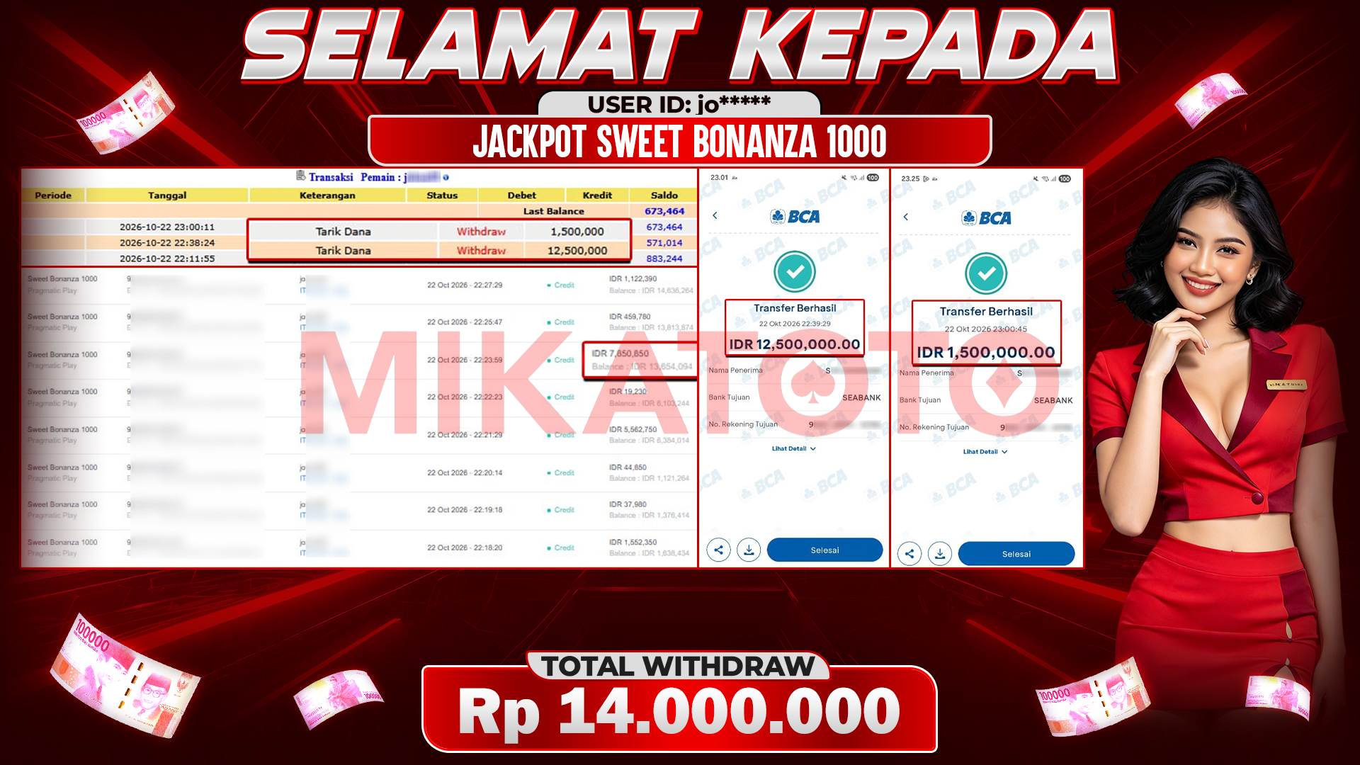 🏆 SELAMAT KEPADA PEMENANG JACKPOT DI Sweet Bonanza 1000 - Pragmatic Play 14,000,000🏆