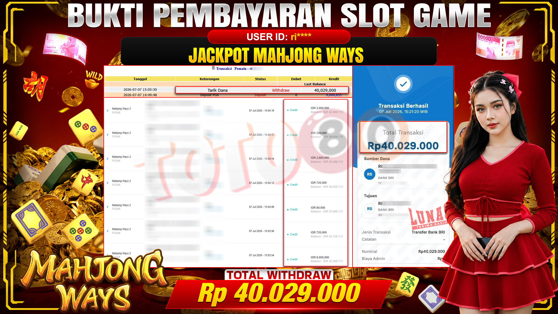 💰🎉 TOTO80 – JACKPOT SLOT MAHJONG  WAYS  RP. 40.029,000,-   TELAH DIBAYARKAN!💰🎉