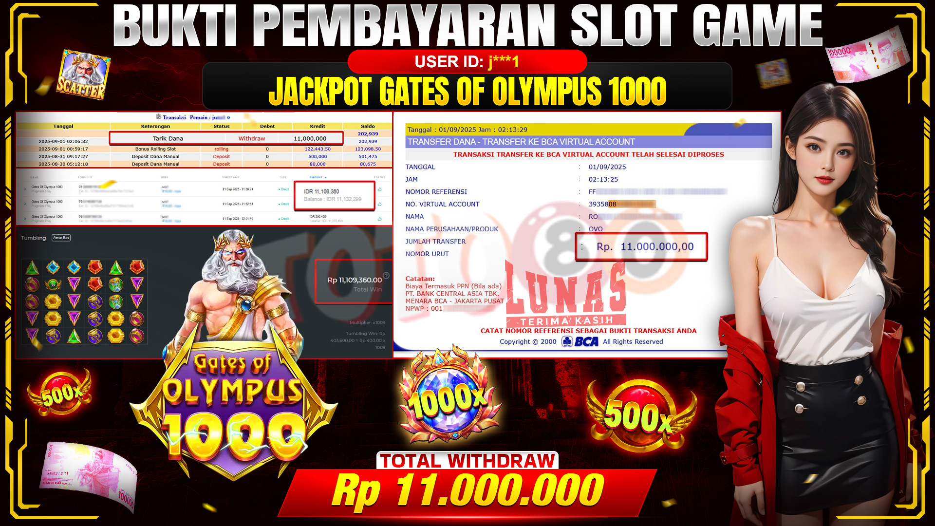 🎉 TOTO80 – JACKPOT GATES OF OLYMPUS 1000 RP.11,000,000,- TELAH DIBAYARKAN! 🎉