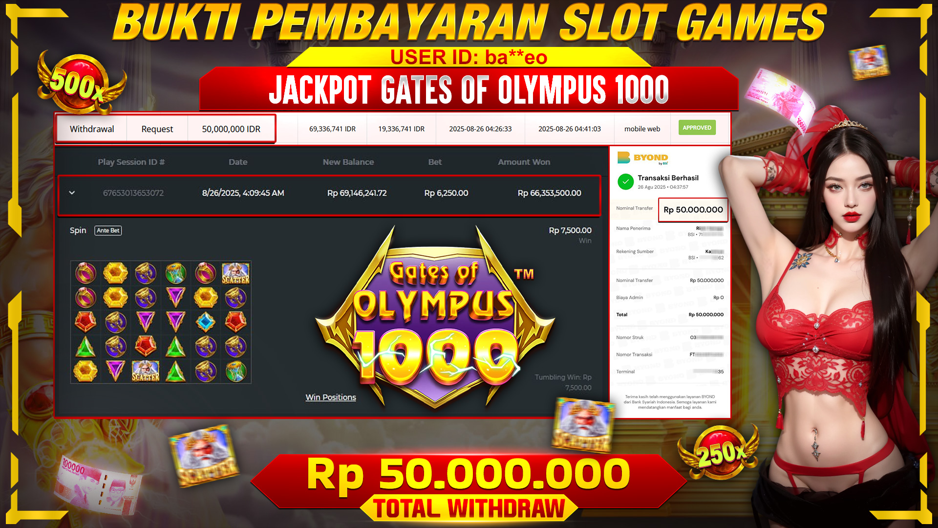  JACKPOT GATES OF OLYMPUSx1000 KEMENANGAN WD 50,000,000 DI MAWARSLOT