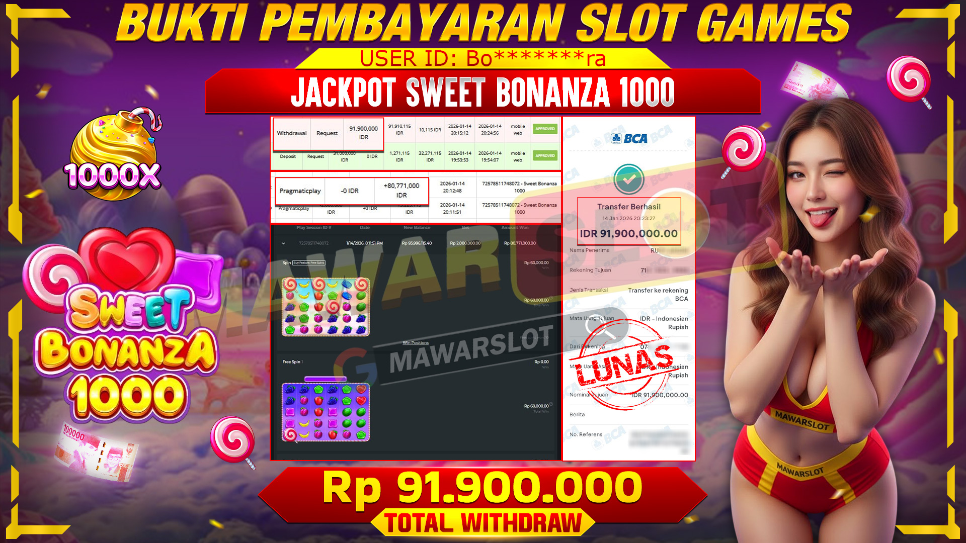 SATU MOMEN, SALDO NAIK GILA! SWEET BONANZA 1000