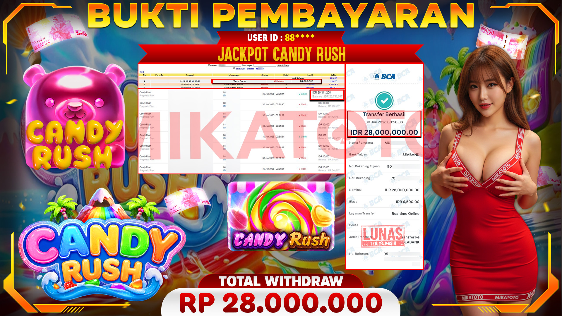 🏆 SELAMAT KEPADA PEMENANG JACKPOT DI Candy Rush - Pragmatic Play 28,000,000🏆