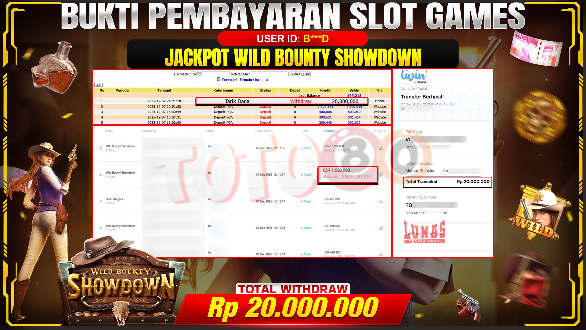 🎉 TOTO80 – JACKPOT SLOT WILD BOUNTY SHOWDOWN RP. 20,000,000,- TELAH DIBAYARKAN! 🎉