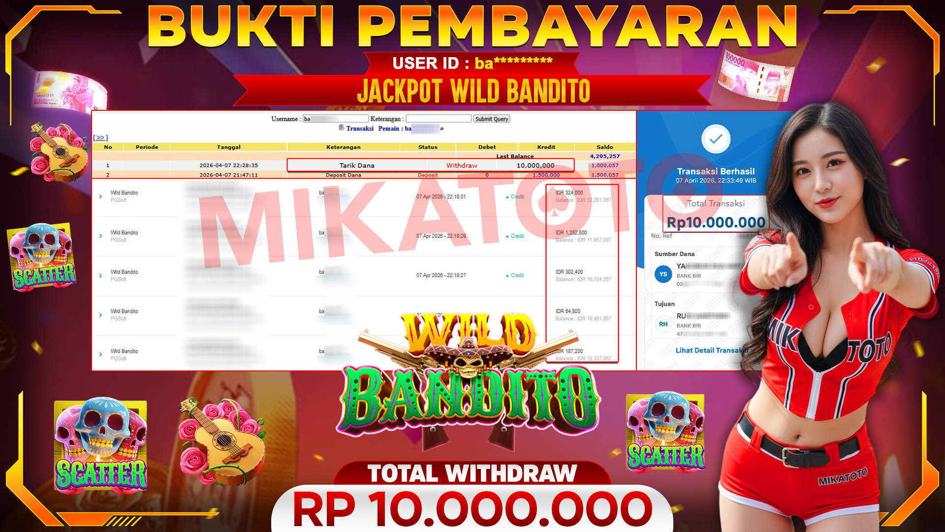 🏆 SELAMAT KEPADA PEMENANG JACKPOT DI Wild Bandito - PGSoft 10,000,000🏆