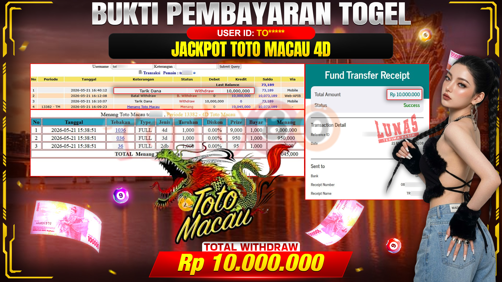 💰🎉 TOTO80 – JACKPOT TOGEL TOTO MACAU 4D RP. 10,000,000,- TELAH DIBAYARKAN!💰🎉