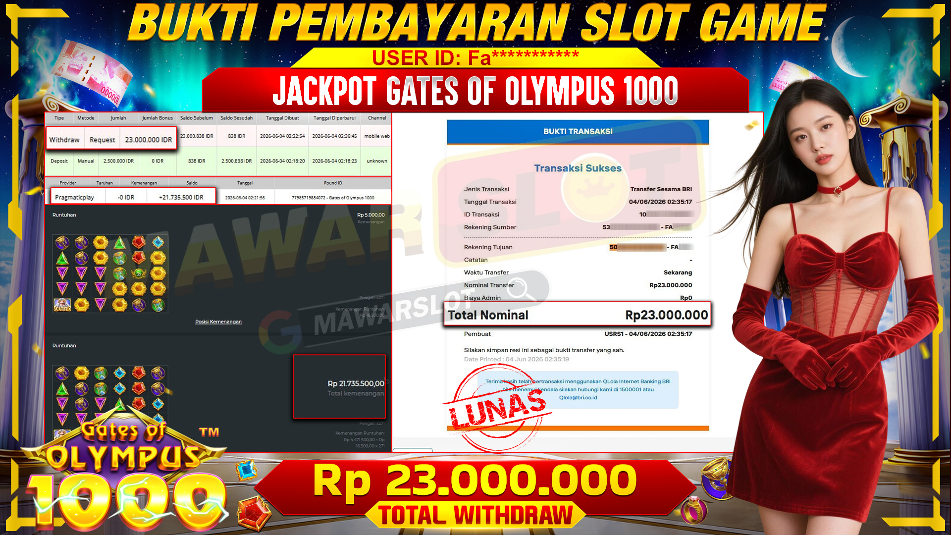 Zeus Turun Tangan! Kemenangan Fantastis di Gates of Olympus 1000!