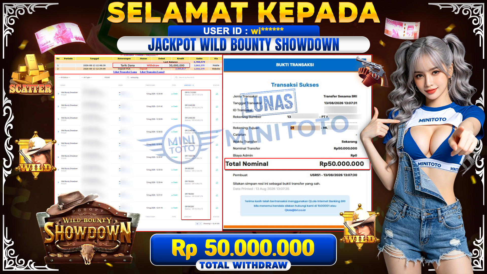 BUKTI JACKPOT WILD BOUNTY SHOWDOWN - PG  SOFT