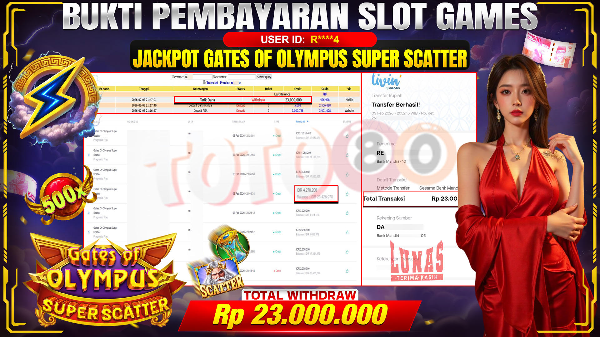 🎉 TOTO80 – JACKPOT SLOT GATES OF OLYMPUS SUPER SCATTER RP. 23,000,000,- TELAH DIBAYARKAN! 🎉