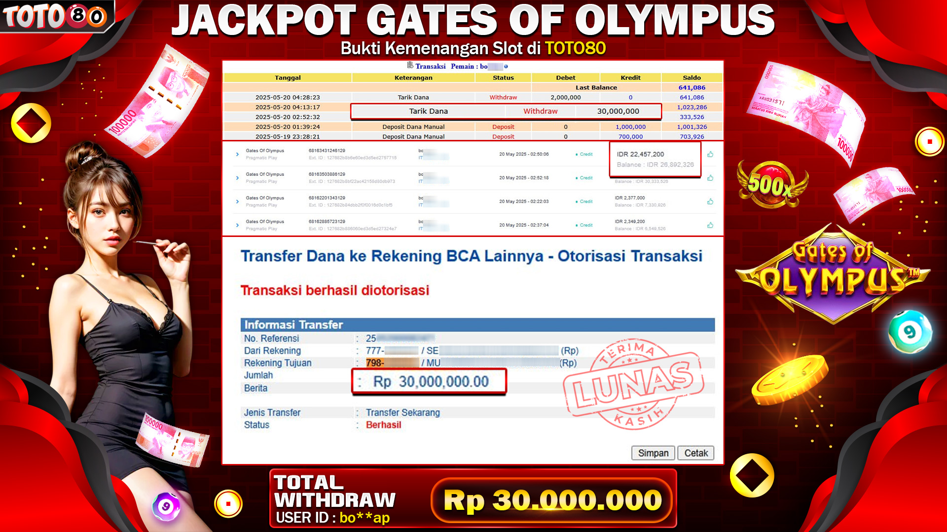 TOTO80 JACKPOT GATES OF OLYMPUS Rp.30.000.000,- LUNAS