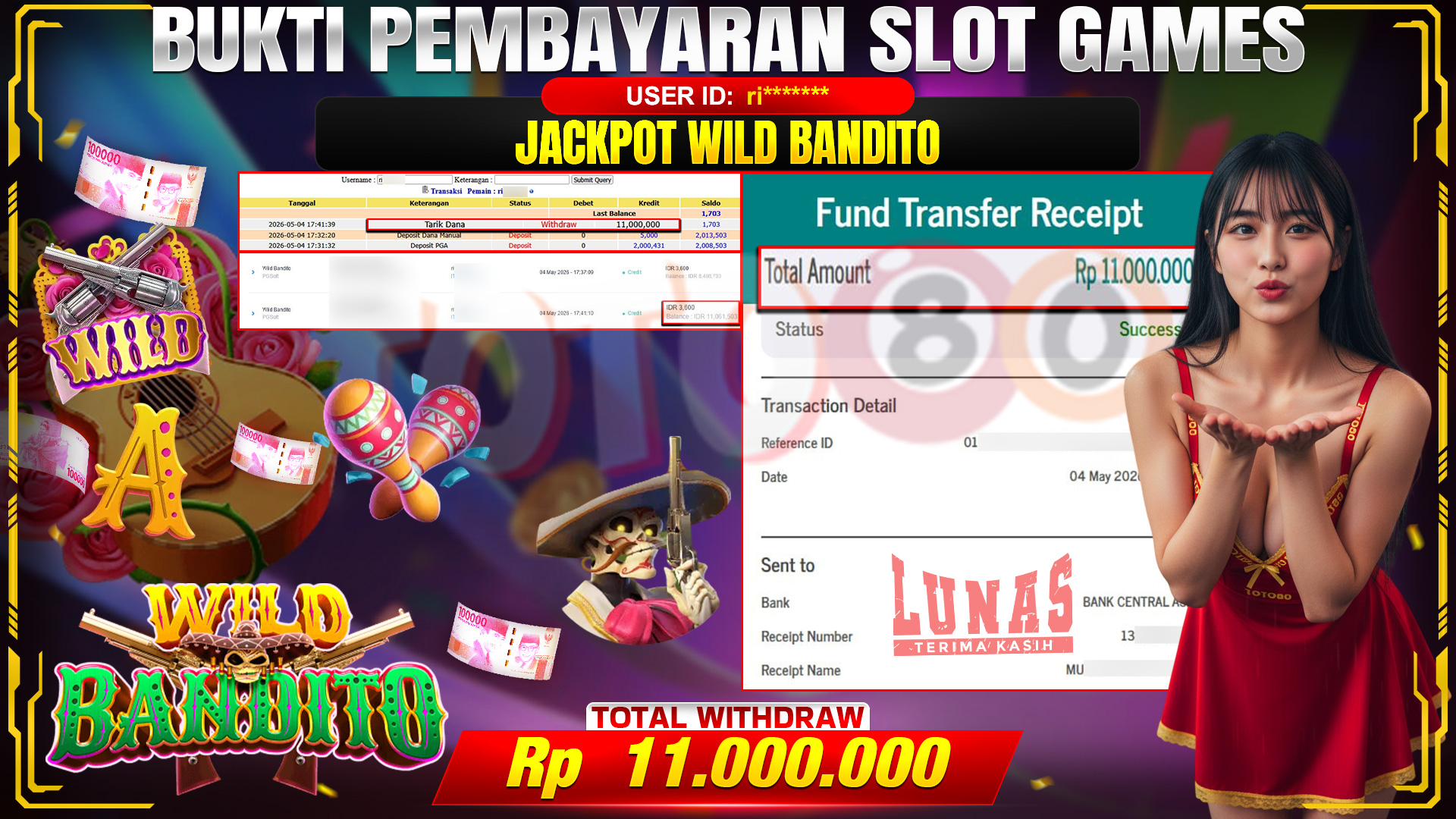 💰🎉 TOTO80 – JACKPOT SLOT WILD BANDITO RP. 11,000,000,- TELAH DIBAYARKAN!💰🎉