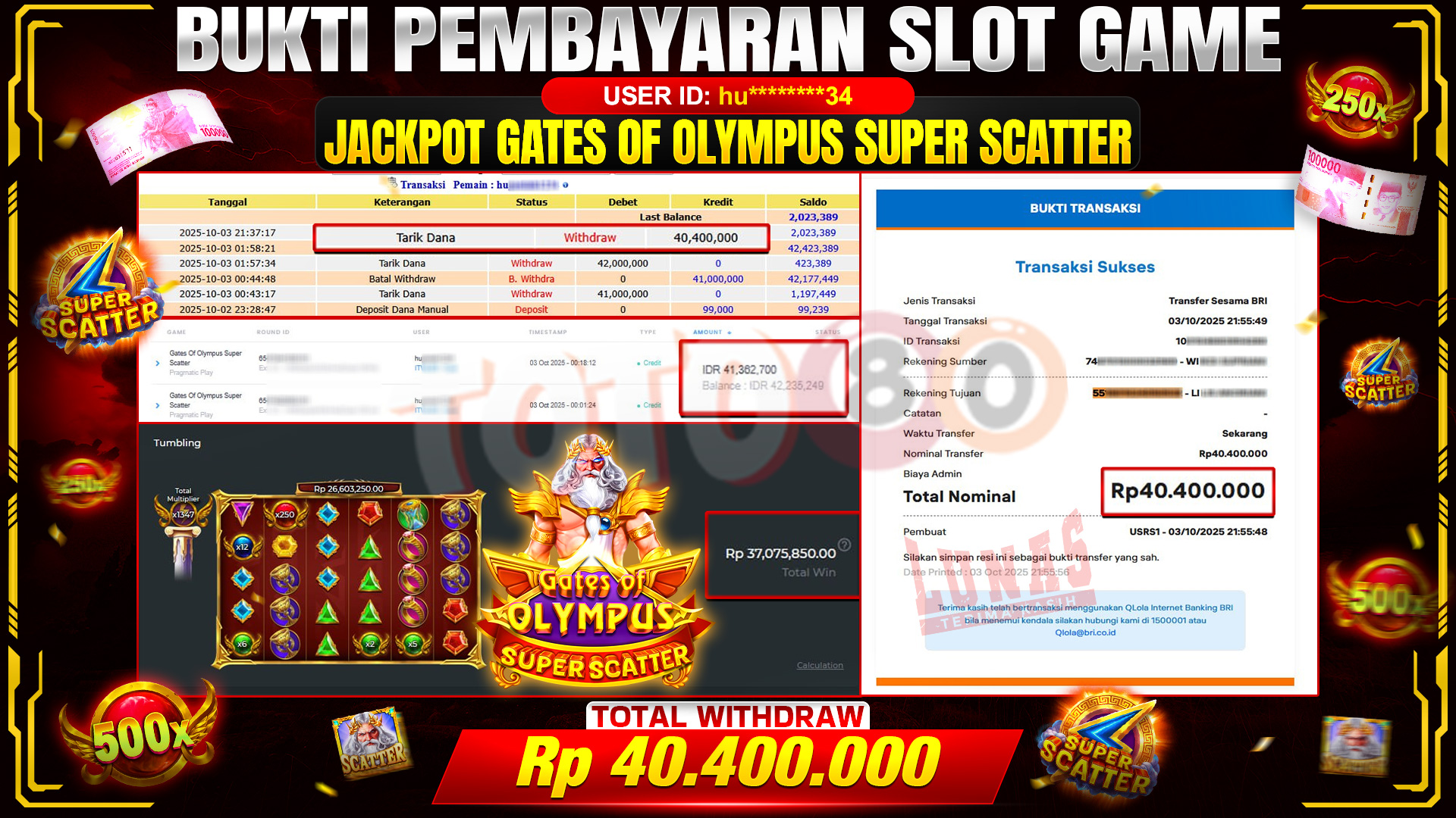 🎉 TOTO80 – JACKPOT SLOT GATES OF OLYMPUS SUPER SCATTER RP.40,400,000,- TELAH DIBAYARKAN! 🎉