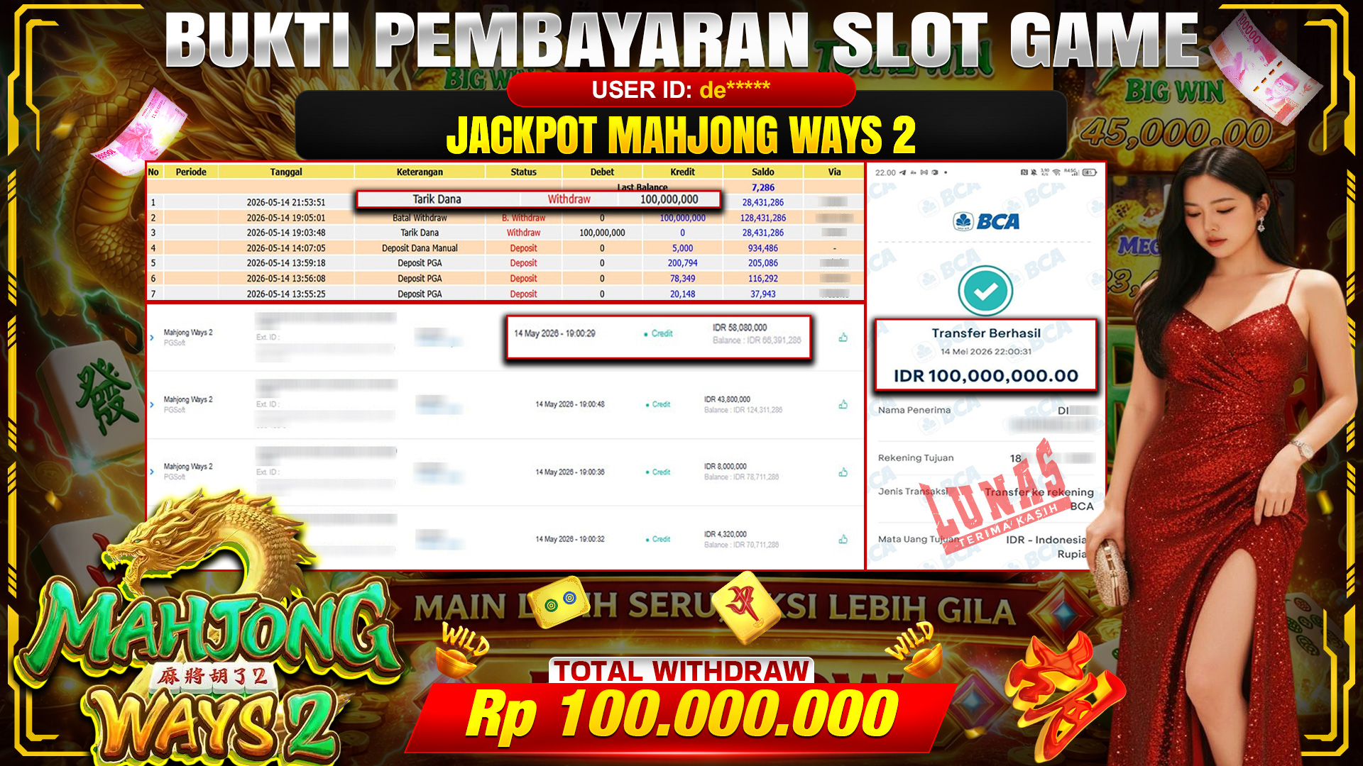 💰🎉 TOTO80 – JACKPOT SLOT MAHJONG WAYS 2 RP. 100,000,000,- TELAH DIBAYARKAN!💰🎉