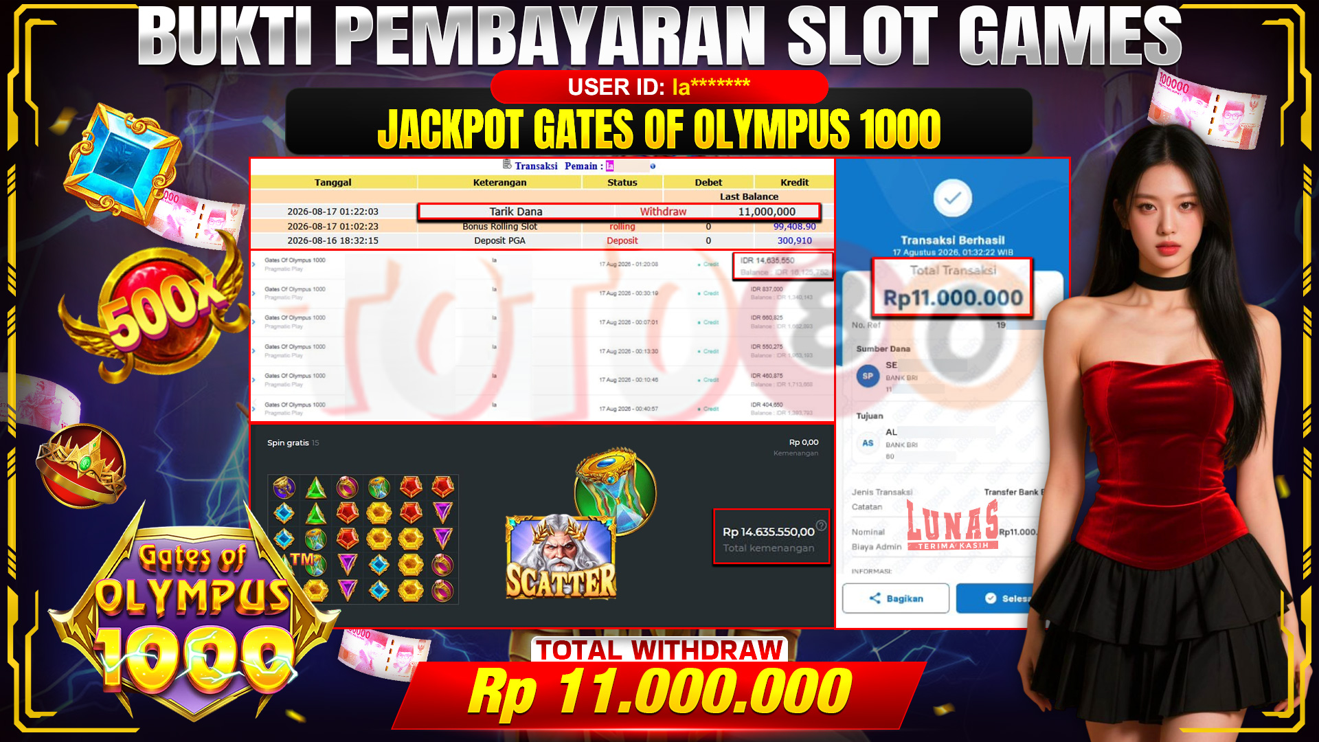 💰🎉 TOTO80 – JACKPOT SLOT GATES OF OLYMPUS 1000 RP. 11,000,000,-  TELAH DIBAYARKAN!💰🎉