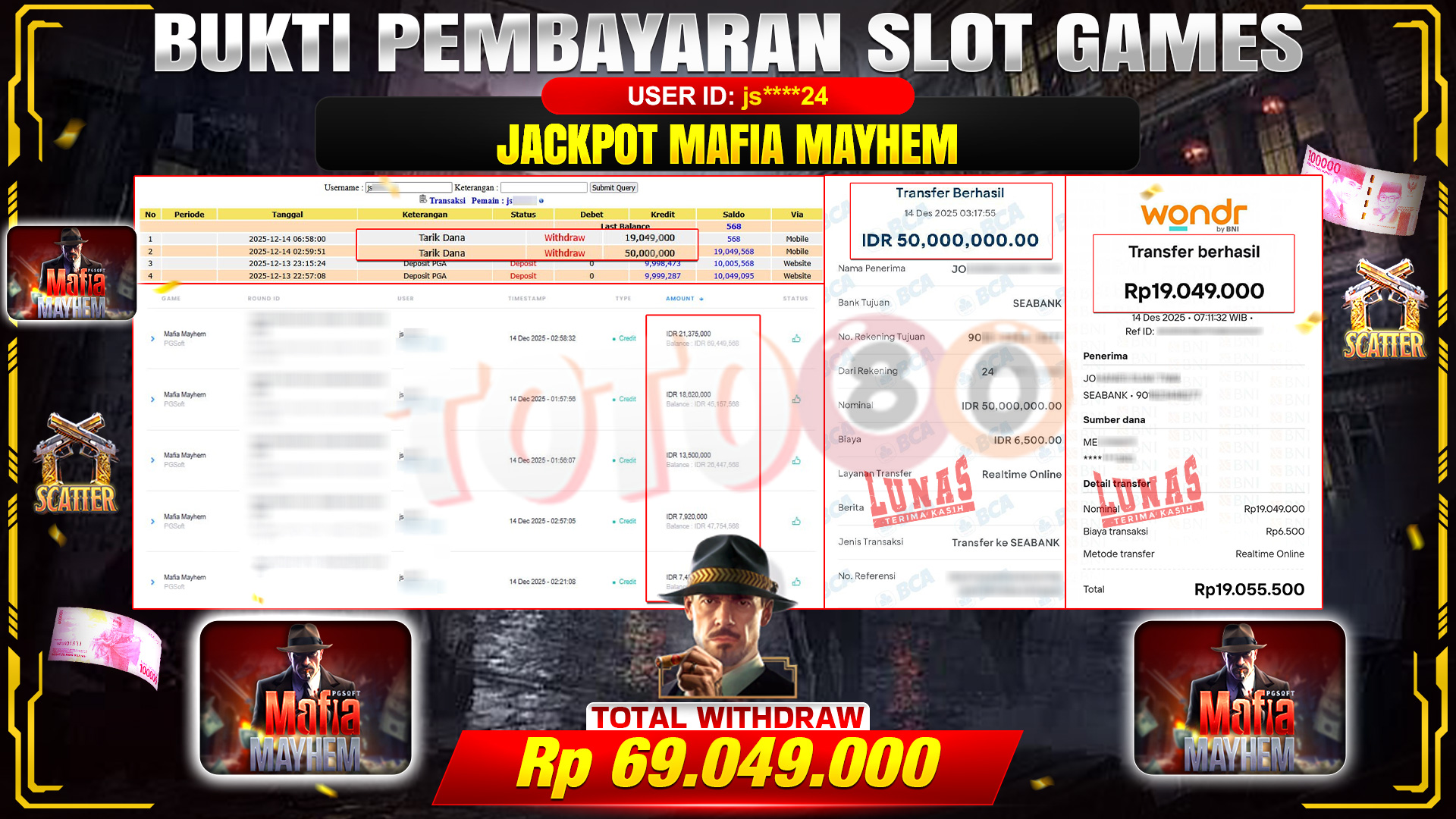 🎉 TOTO80 – JACKPOT SLOT MAFIA MAYHEM RP. 69,049,000,- TELAH DIBAYARKAN! 🎉