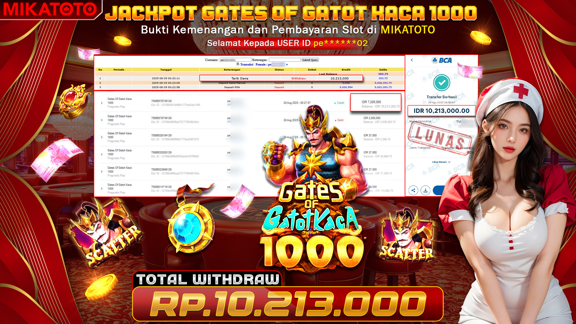 🏆 SELAMAT KEPADA PEMENANG JACKPOT DI Gates Of Gatot Kaca 1000  - Pragmatic Play 10,213,000🏆