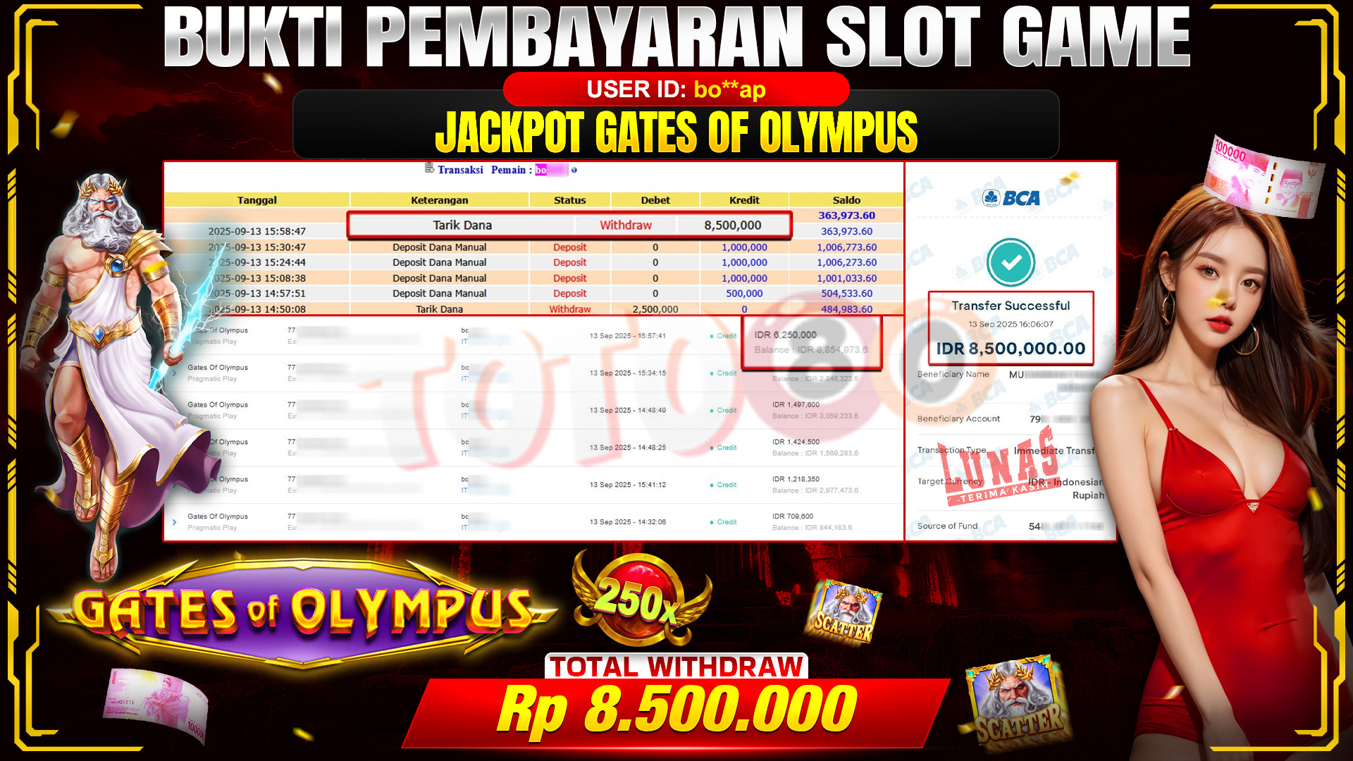🎉 TOTO80 – JACKPOT SLOT GATES OF OLYMPUS  RP.8.500,000,- TELAH DIBAYARKAN! 🎉