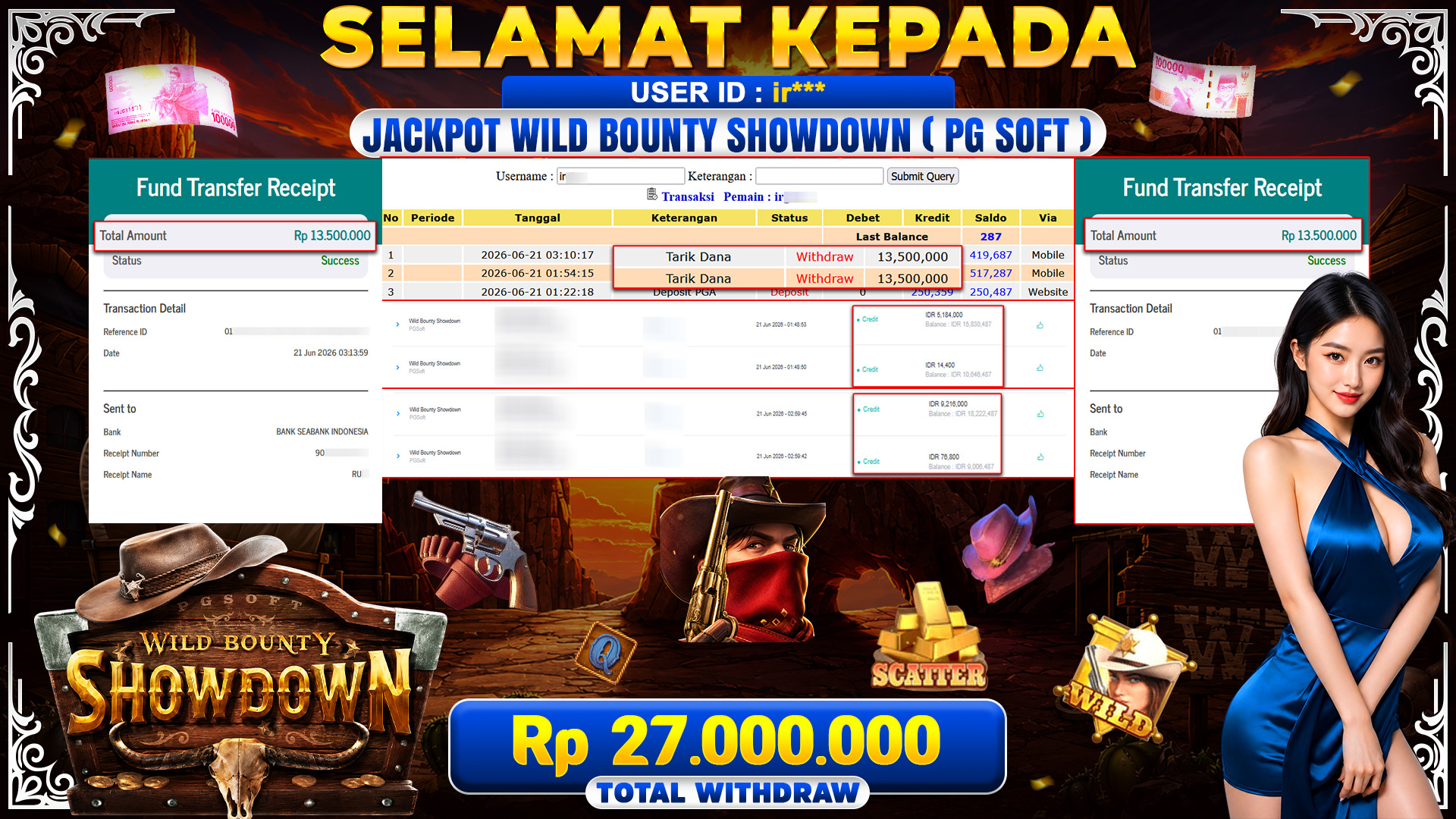 BUKTI JACKPOT Wild Bounty Showdown -PGSoft