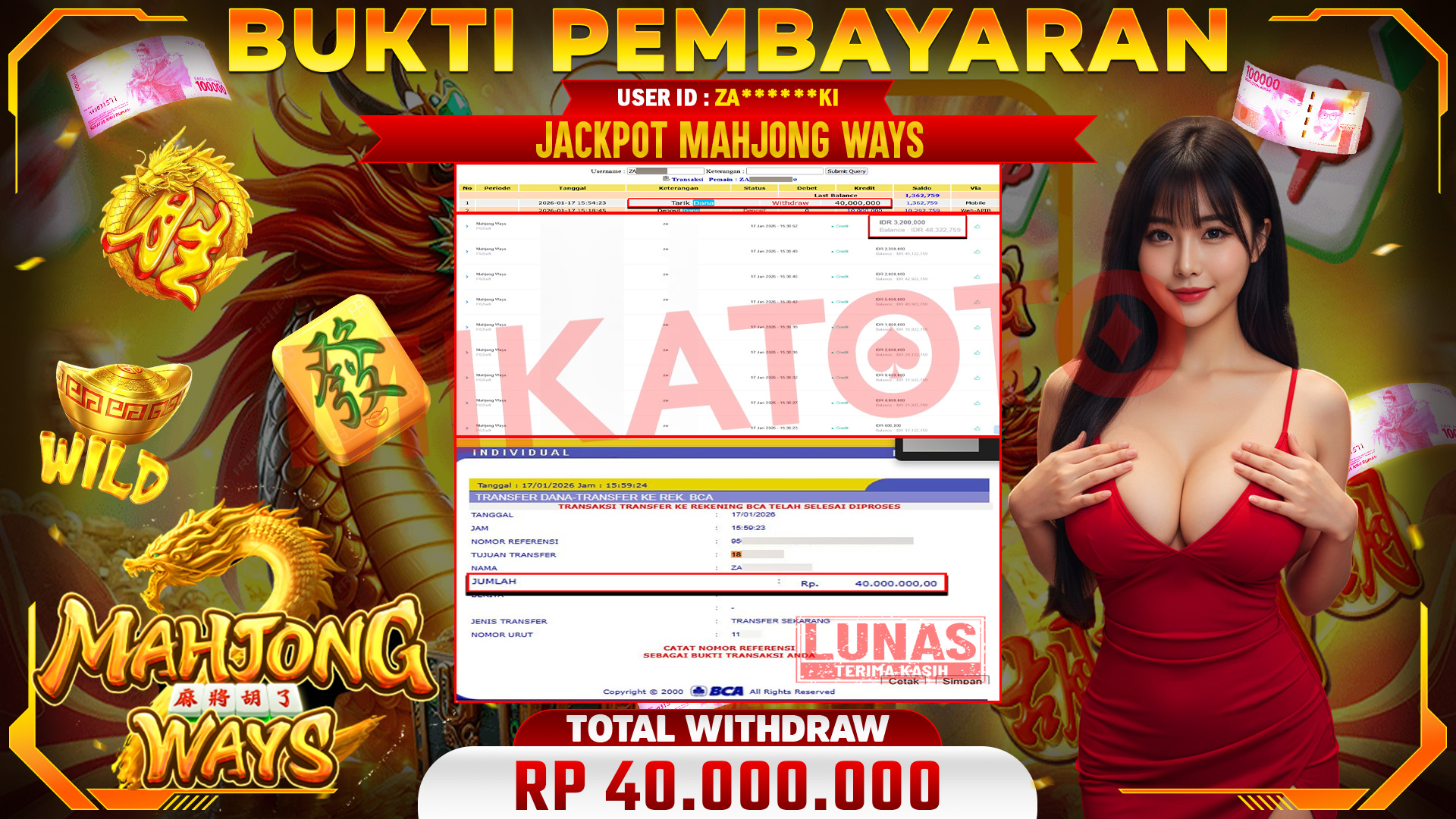 🏆 SELAMAT KEPADA PEMENANG JACKPOT DI Mahjong Ways - PGSoft 40,000,000🏆