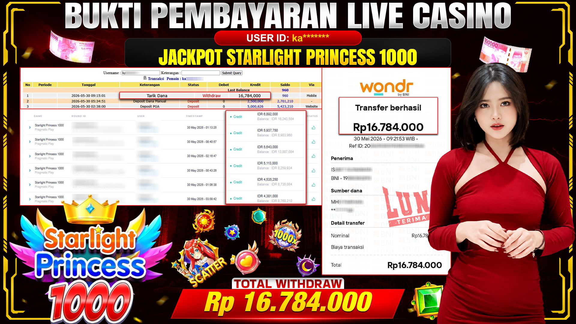 💰🎉 TOTO80 – JACKPOT SLOT STARLIGHT PRINCESS 1000 RP. 16,784,000,- TELAH DIBAYARKAN!💰🎉