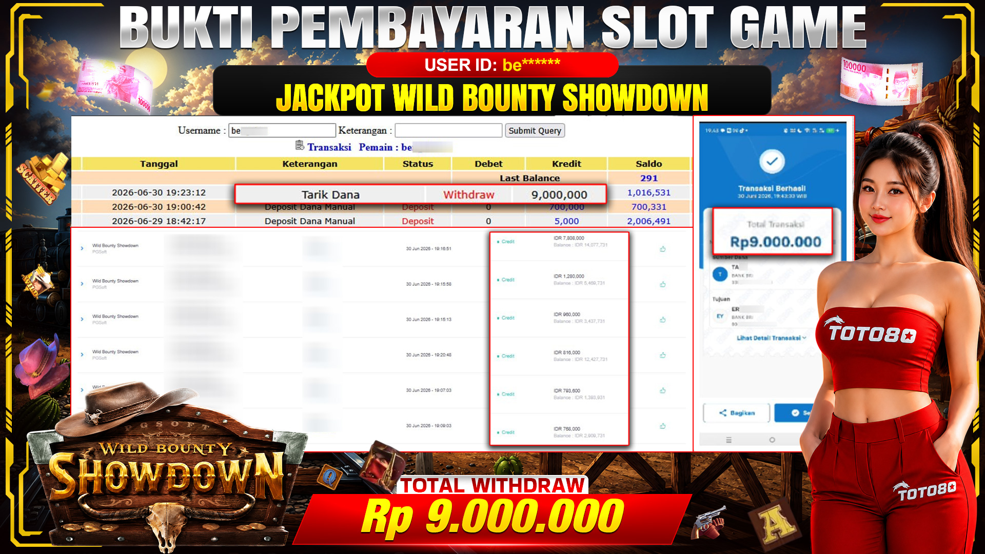 💰🎉 TOTO80 – JACKPOT SLOT WILD BOUNTY SHOWDOWN  RP. 9.000.000,- TELAH DIBAYARKAN!💰🎉