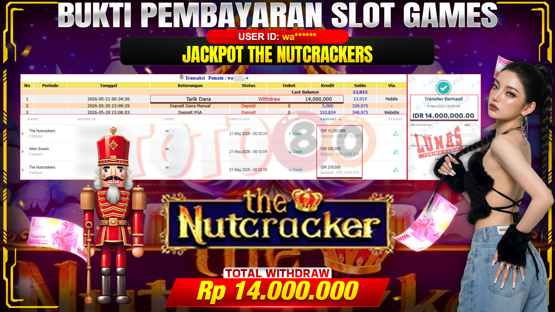 💰🎉 TOTO80 – JACKPOT SLOT THE NUTCRACKERS RP. 14,000,000,- TELAH DIBAYARKAN!💰🎉