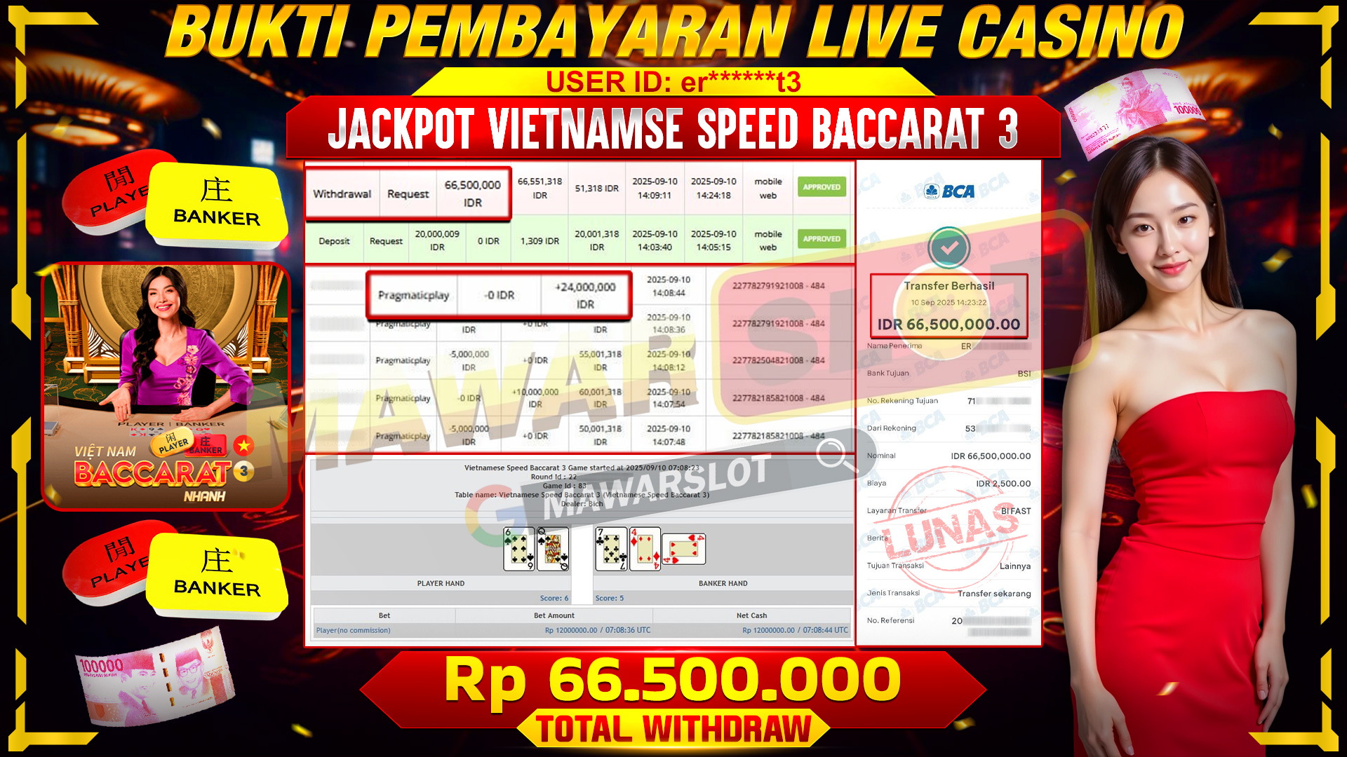 Strategi Jitu Bawa Pulang Rp 66.500.000! Member MAWARSLOT Berjaya di Vietnamse Speed Baccarat 3