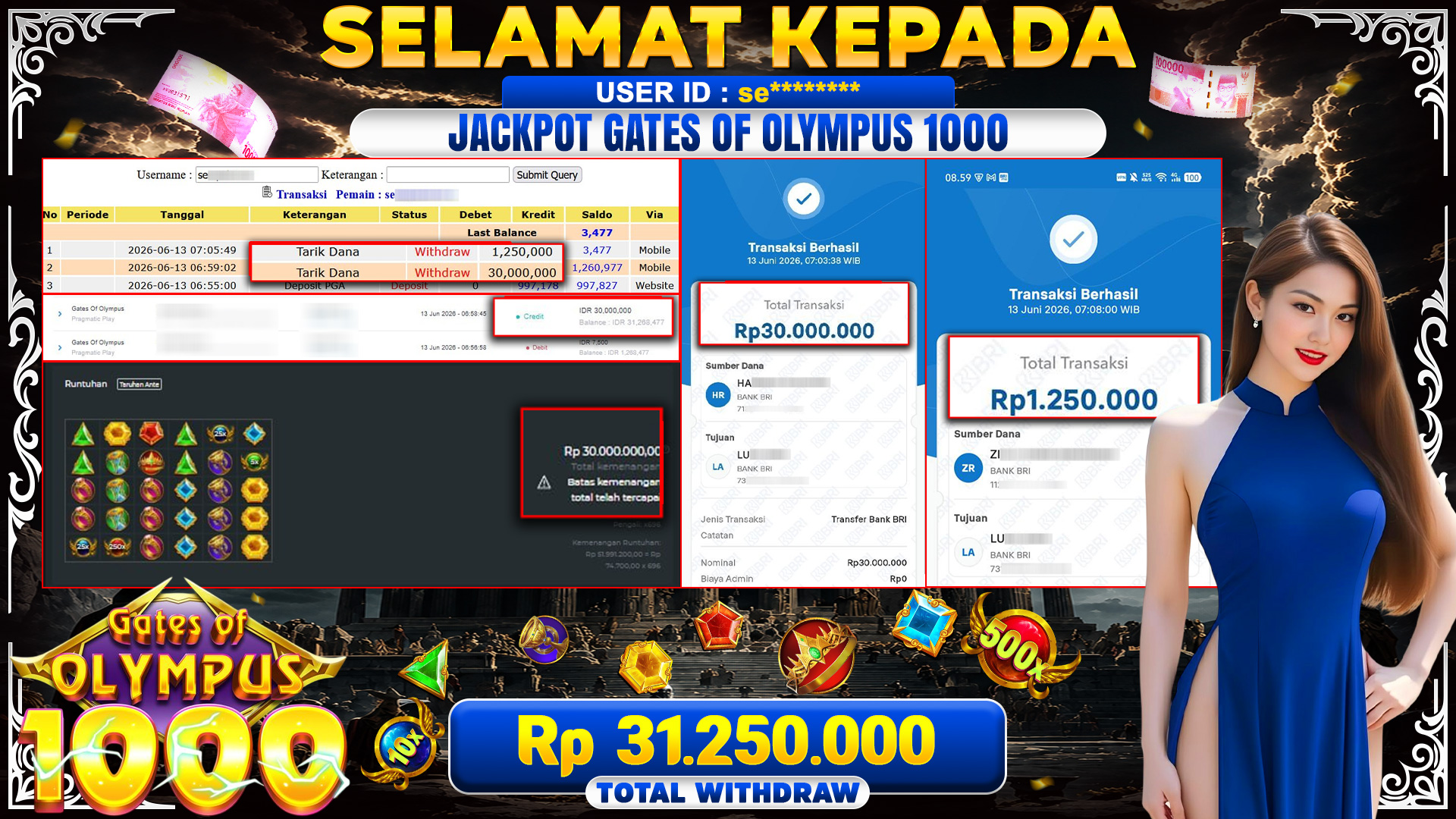 BUKTI JACKPOT GATES OF OLYMPUS 1000-PRAGMATIC PLAY