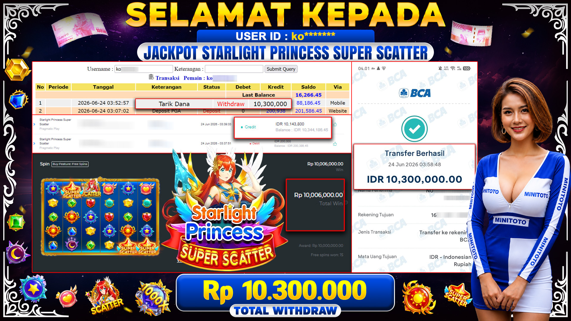 bukti Starlight Princess Super Scatter  - Pragmatic Play