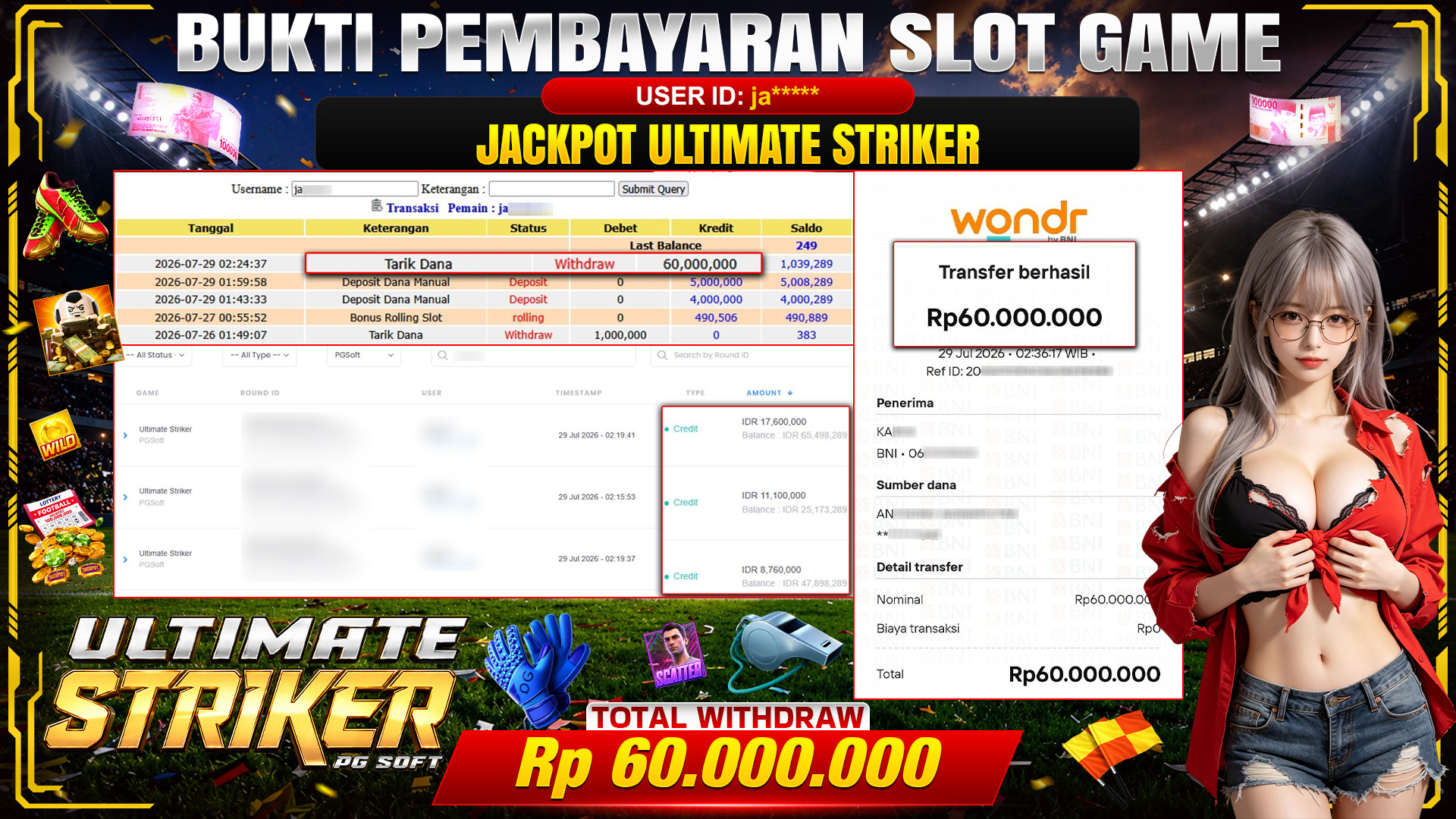 💰🎉  TOTO80 – JACKPOT SLOT ULTIMATE STRIKER RP. 60,000,000,- TELAH DIBAYARKAN! 💰🎉 