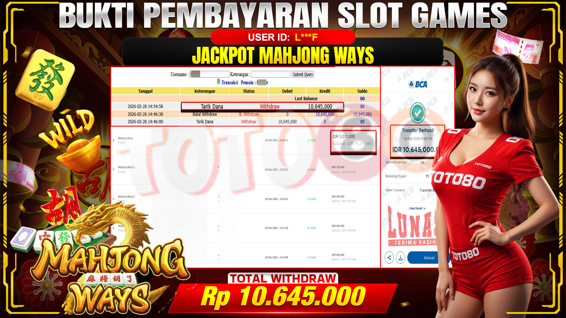 🎉 TOTO80 – JACKPOT SLOT MAHJONG WAYS . 10,645,000,- TELAH DIBAYARKAN! 🎉