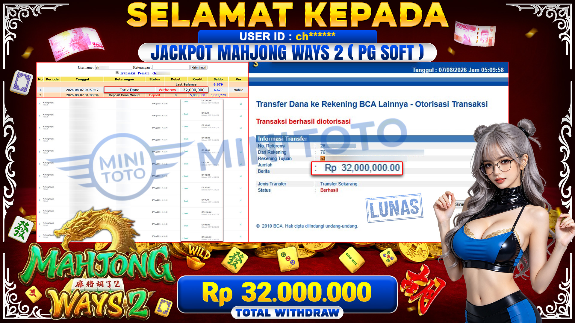 BUKTI JACKPOT MAHJONG WAYS 2  - PGSOFT 
