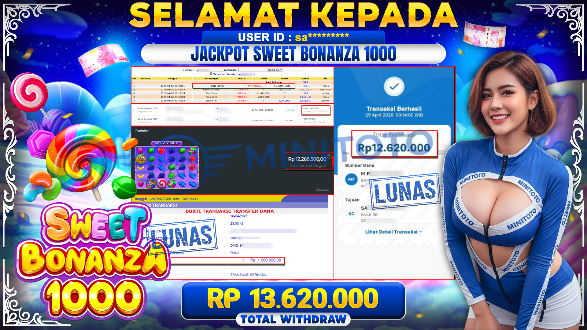 BUKTI JACPOT Sweet Bonanza 1000 - Pragmatic Play