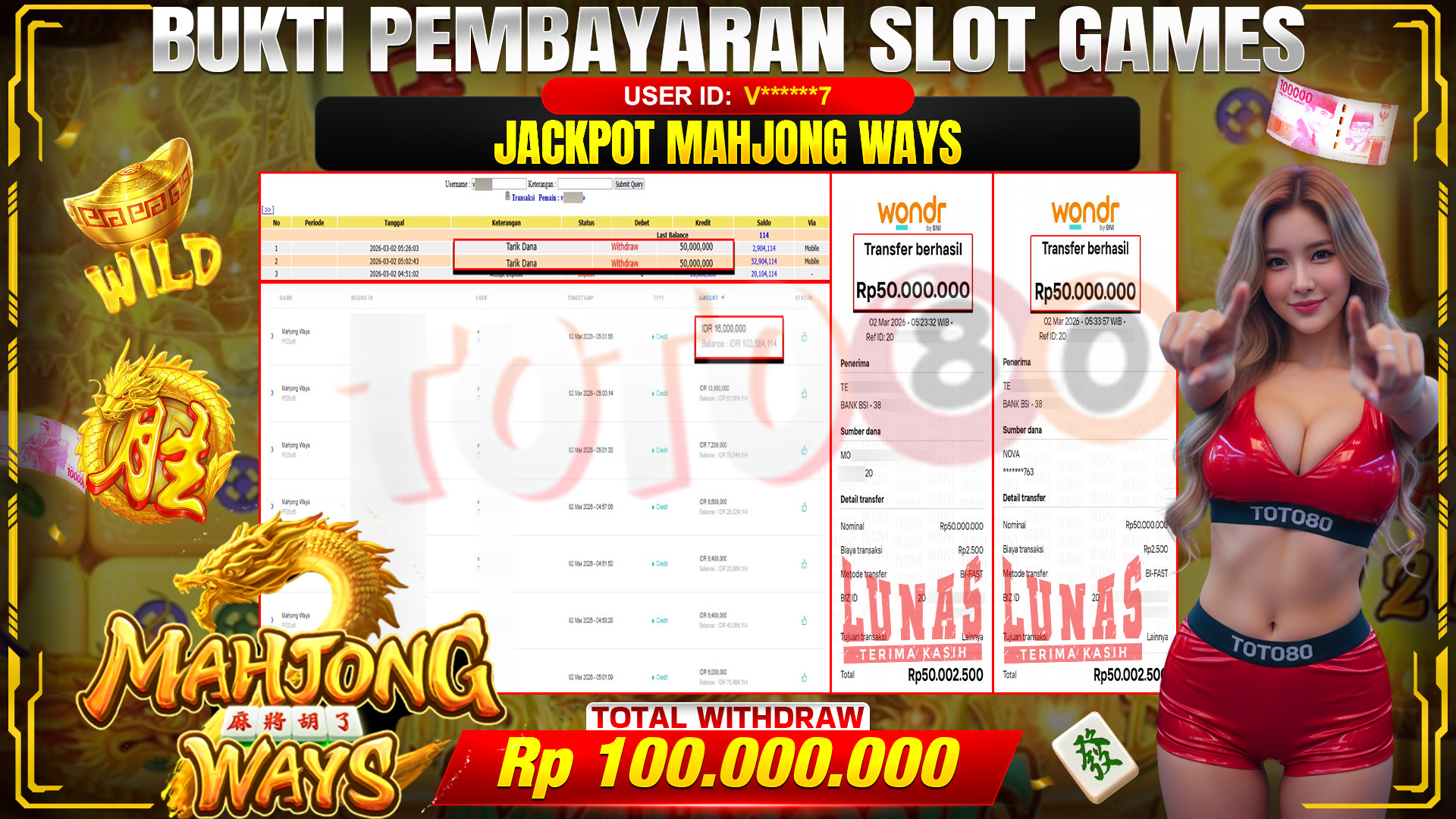 🎉 TOTO80 – JACKPOT SLOT MAHJONG WAYS . RP. 100,000,000,- TELAH DIBAYARKAN! 🎉