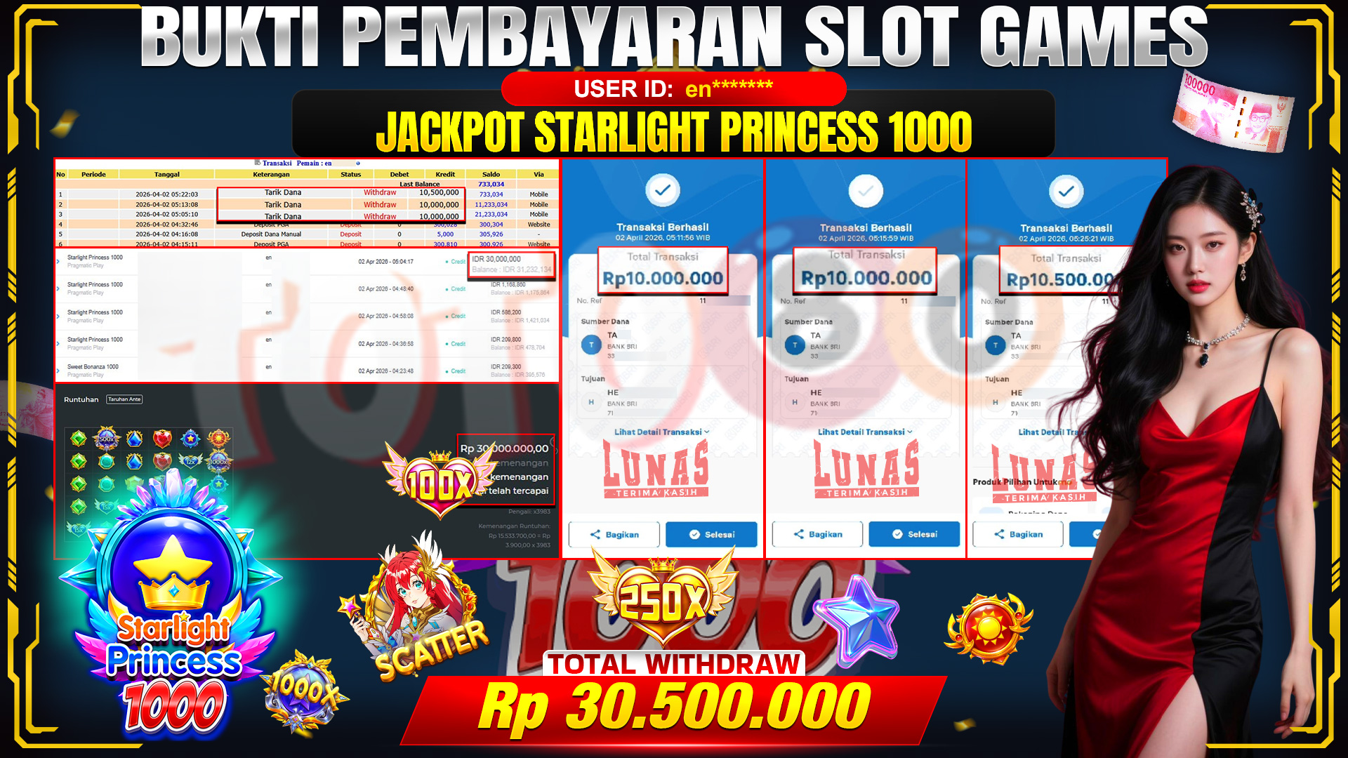 💰🎉 TOTO80 – JACKPOT SLOT STARLIGHT PRINCES 1000 RP. 30,500,000,- TELAH DIBAYARKAN! 💰🎉