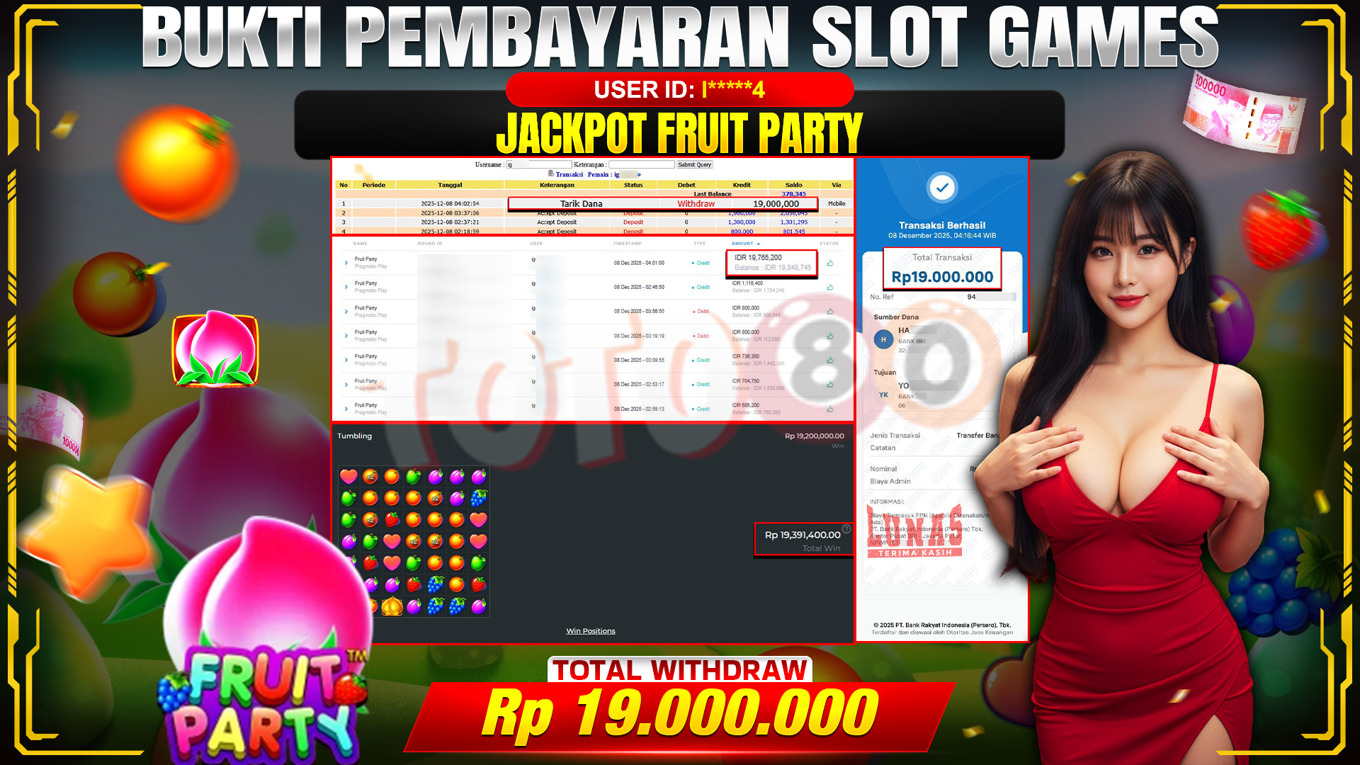 🎉 TOTO80 – JACKPOT SLOT WILD FRUIT PARTY RP. 19,000,000,- TELAH DIBAYARKAN! 🎉