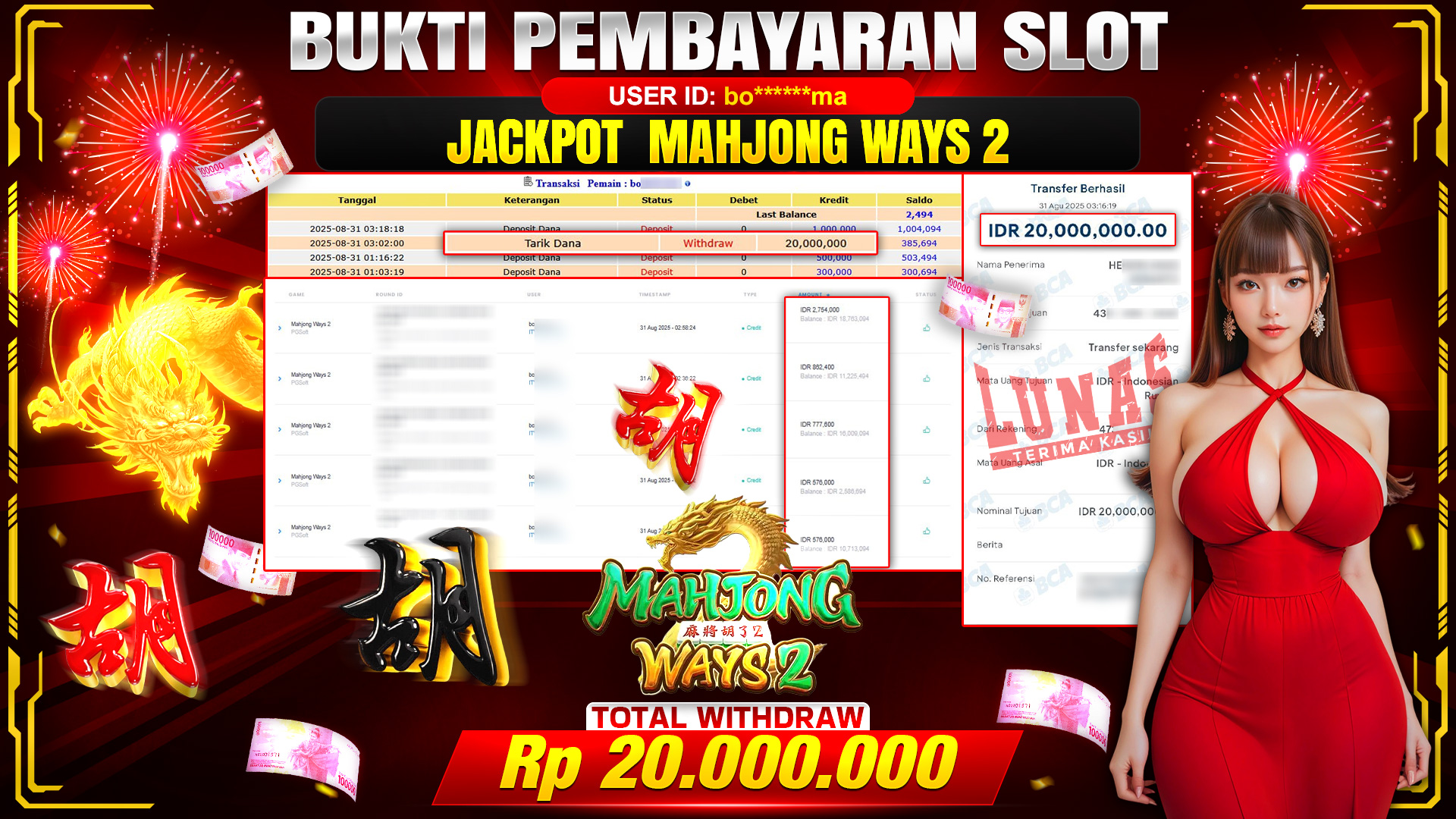 🎉 TOTO80 – JACKPOT SLOT MAHJONG WAYS 2  RP.20,000,000,- TELAH DIBAYARKAN! 🎉