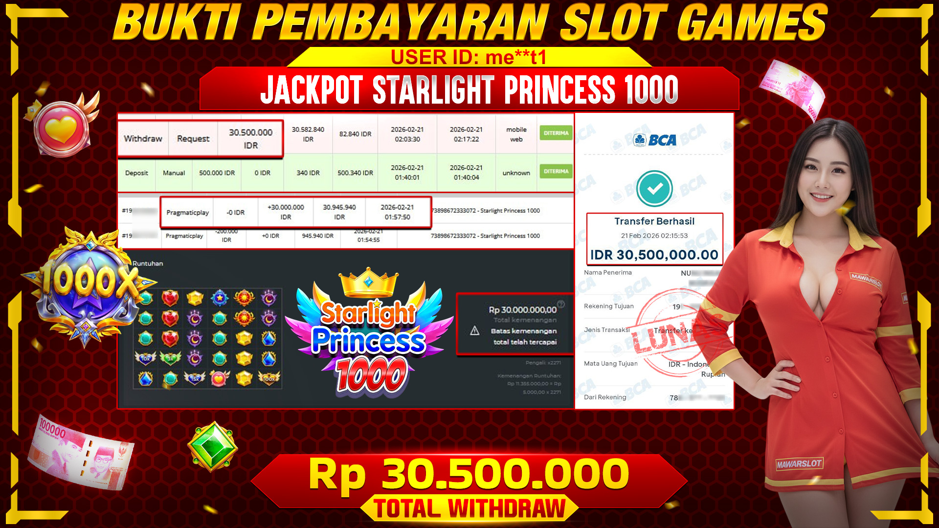 Ledakan Cahaya 1000x di Starlight Princess!