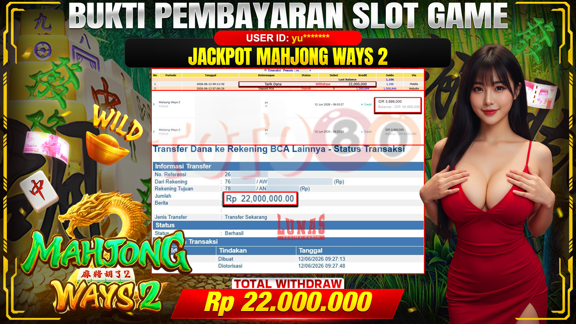 💰🎉 TOTO80 – JACKPOT SLOT MAHJONG  WAYS 2 RP. 22.000,000,-   TELAH DIBAYARKAN!💰🎉