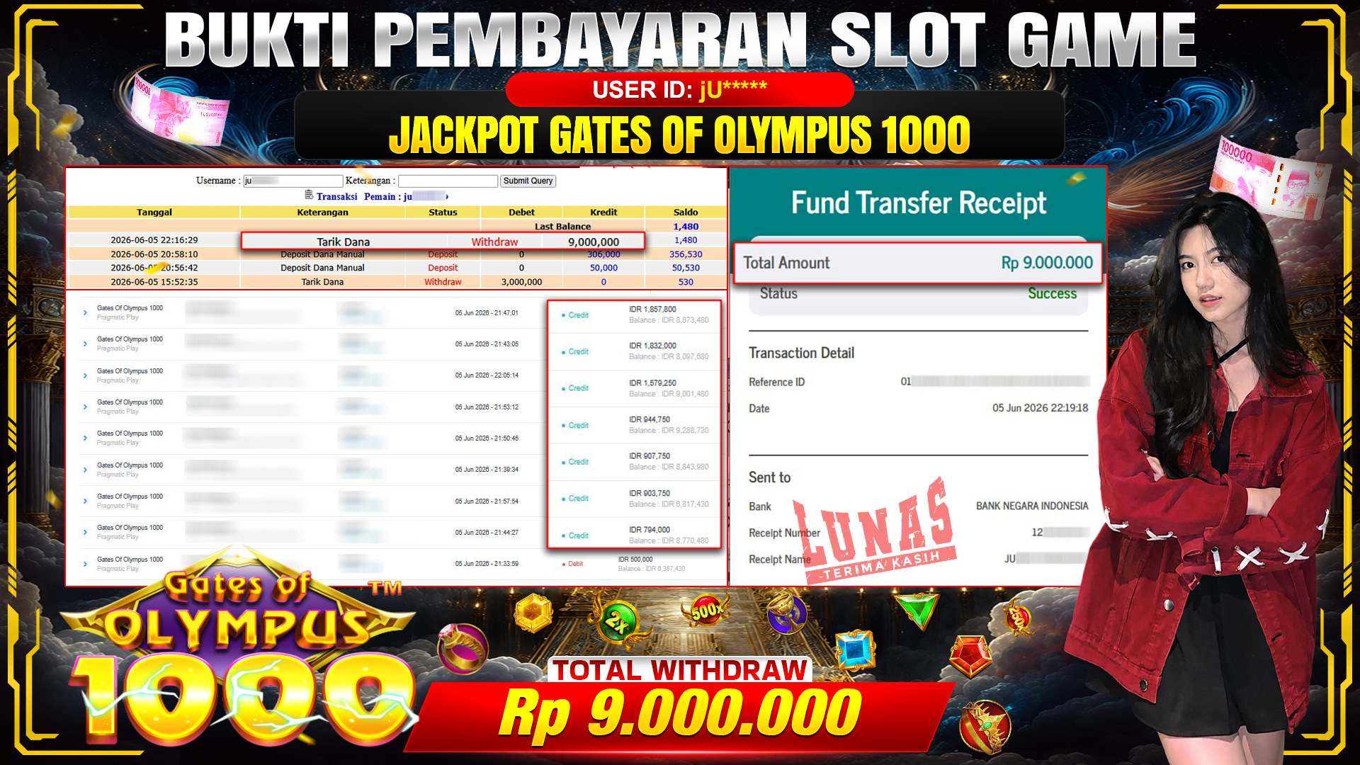 💰🎉 TOTO80 – JACKPOT SLOT GATES OF OLYMPUS 1000  RP. 9,000,000,- TELAH DIBAYARKAN!💰🎉