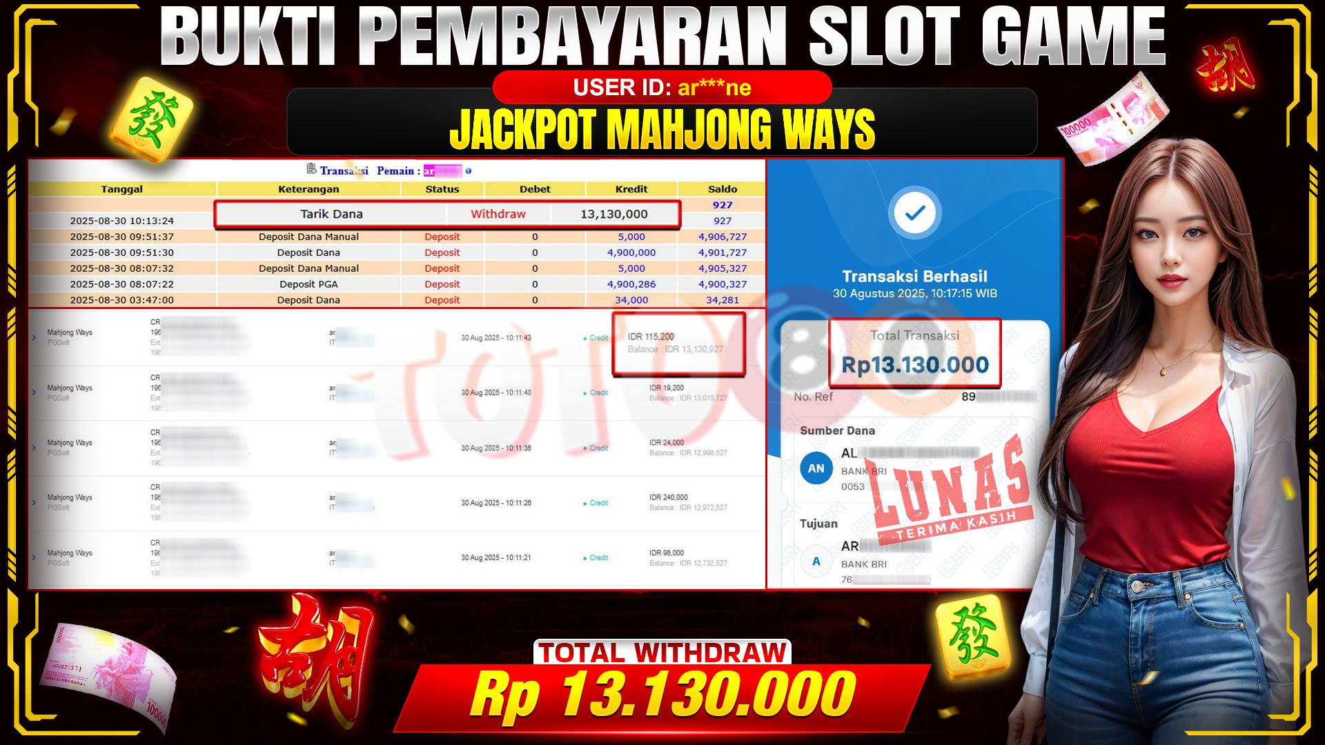 🎉 TOTO80 – JACKPOT SLOT MAHJONG WAYS  RP.13,130,000,- TELAH DIBAYARKAN! 🎉