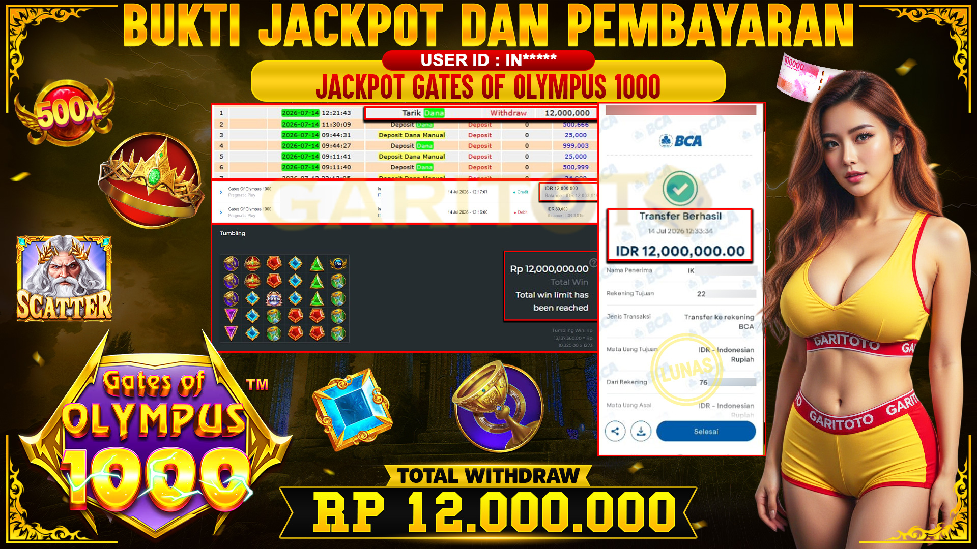 JACKPOT Gates Of Olympus 1000