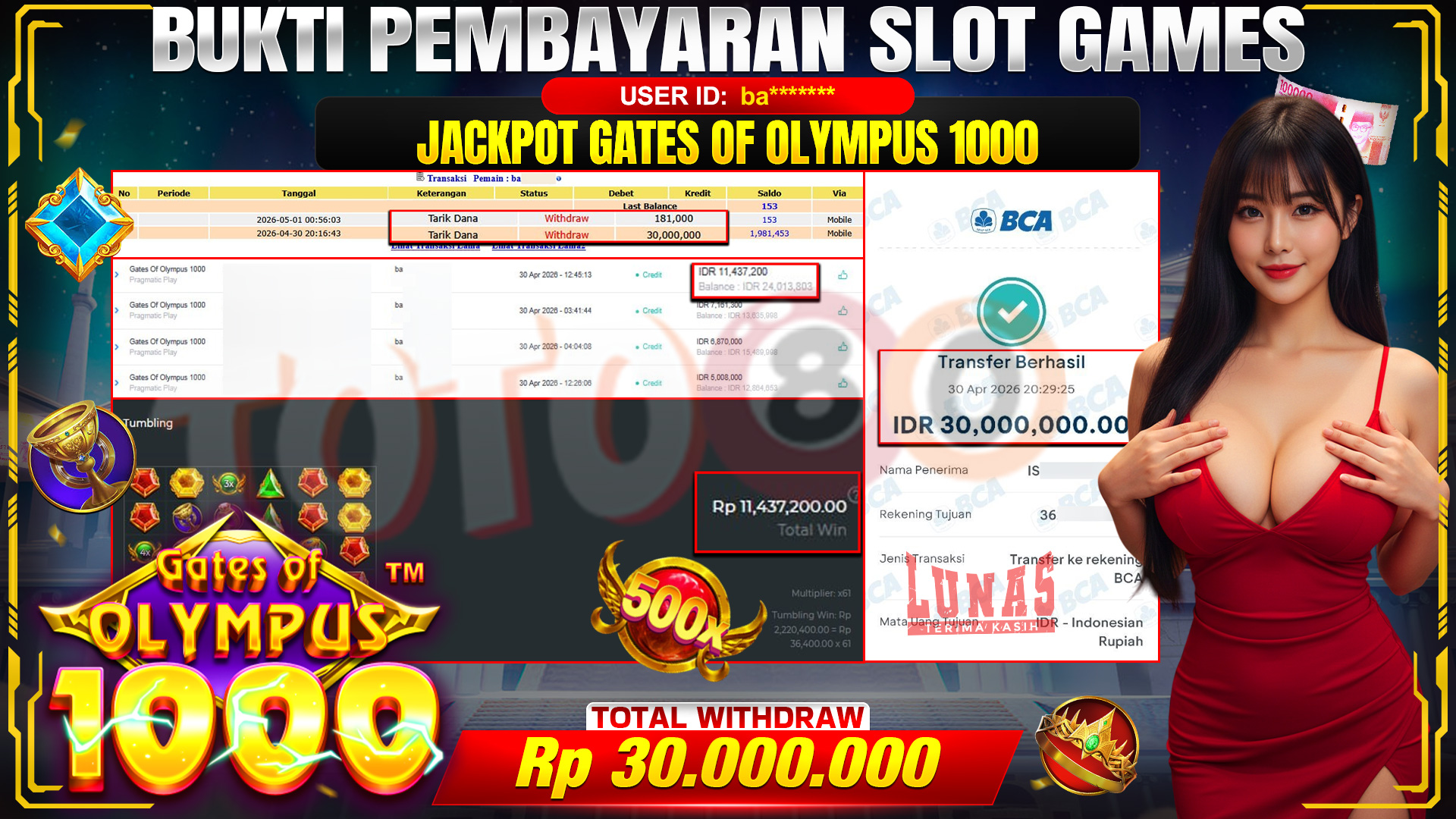 💰🎉 TOTO80 – JACKPOT SLOT GATES OF OLYMPUS 1000 RP. 30,000,000,-  TELAH DIBAYARKAN!💰🎉