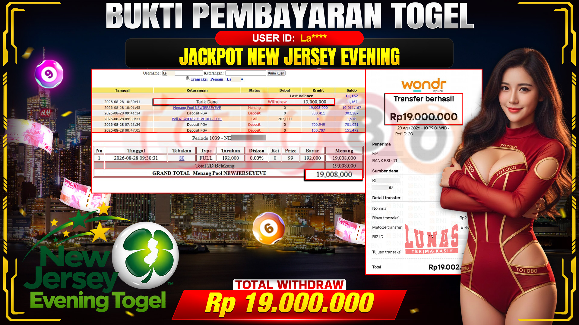 💰🎉 TOTO80 – JACKPOT TOGEL NEW JERSEY EVENING RP. 19,000,000,- TELAH DIBAYARKAN!💰🎉