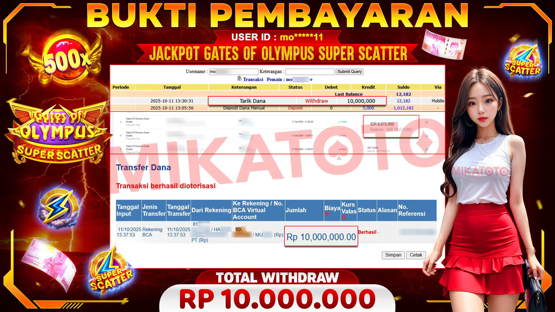 🏆 SELAMAT KEPADA PEMENANG JACKPOT DI Gates Of Olympus Super Scatter - Pragmatic Play 10,000,000🏆